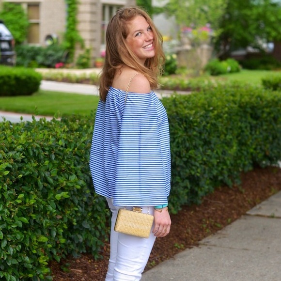 Striped off shoulder top (s/m)
